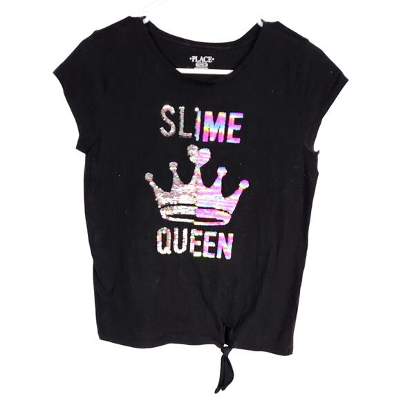 Girl's Short Sleeve Color Change Sequin Tee "Slime Queen" - Picture 1 of 4